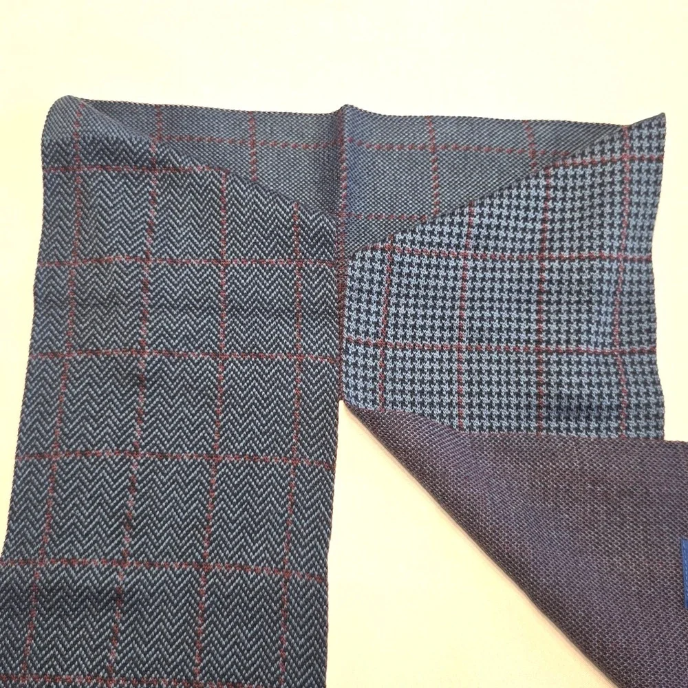 Kangol Mens Scarf‎ Black Gray Burgundy Check Knit Acrylic Winter Muffler 59
